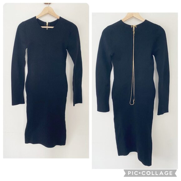 AZ Factory My Body Bodycon Zipper Dress Sleeves Black - Picture 1 of 12